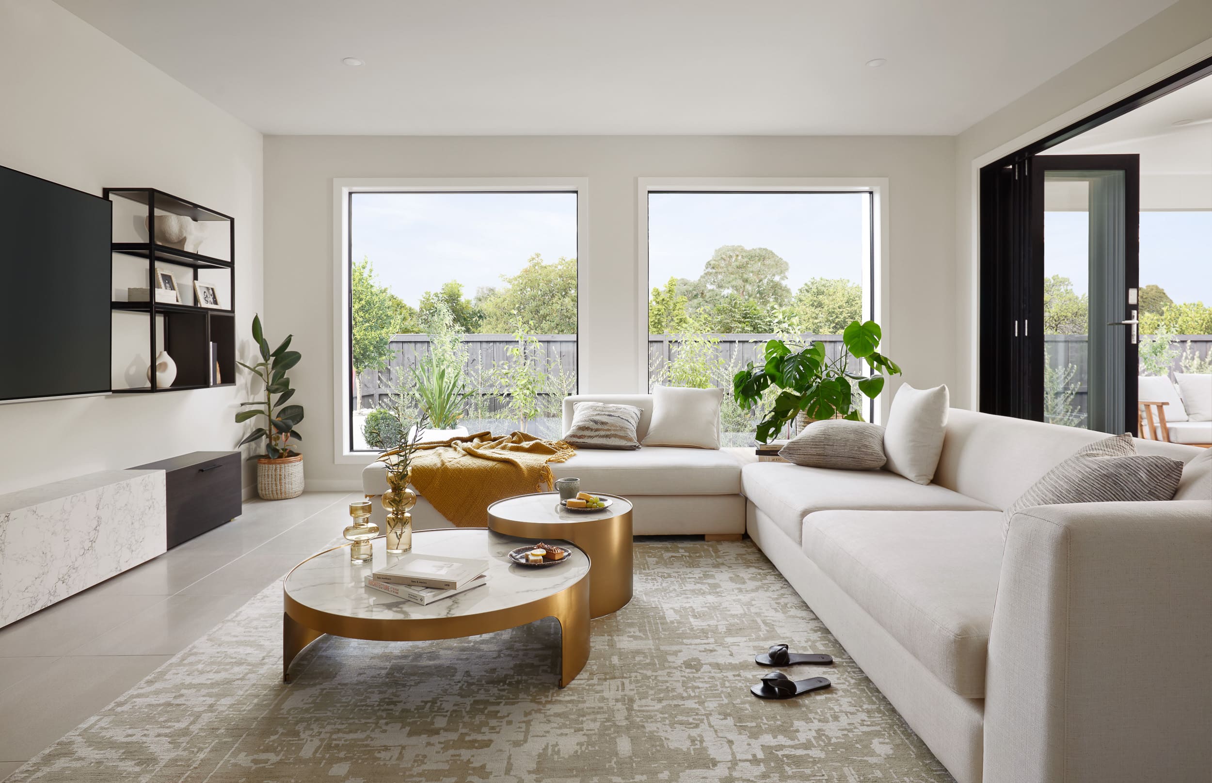 Premium residential interior with architectural glazing